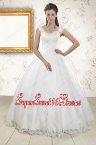 2015 Discount Straps Quinceanera Dresses with Lace and Appliques