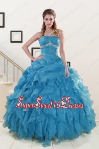 2015 Simple Strapless Quinceanera Dresses with Beading and Ruffles