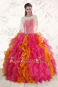 Inexpensive Beading and Ruffles Quinceanera Dresses in Multi Color
