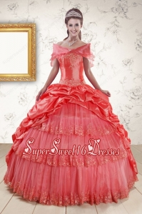 New Style Appliques Quinceanera Dresses in Watermelon