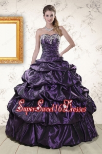 Simple Sweetheart Purple Sweet 15 Dresses with Appliques for 2015