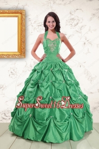 Discount Simple Halter Top Sweet 16 Dresses with Appliques