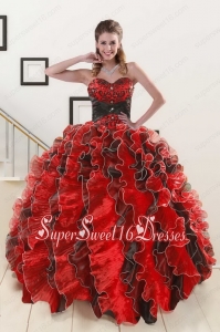 Pretty Beaded Sweetheart Organza Quinceanera Dress in Multi-color