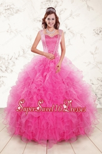 2015 Pretty Straps Quinceanera Dresses with Beading and Ruffles