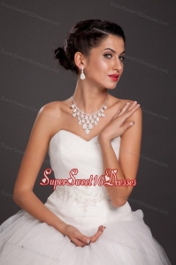 Luxurious Rhinestone Imitation Pearl Jewelry Set Including Necklace And Earrings