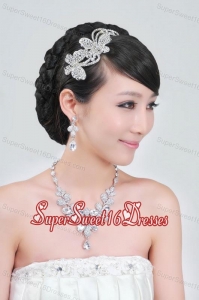 Gorgeous Alloy With Rhinestone Necklace and Headpiece