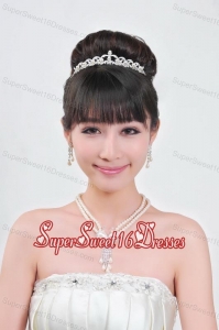 Gorgeous Alloy With Rhinestone Necklace and Tiara