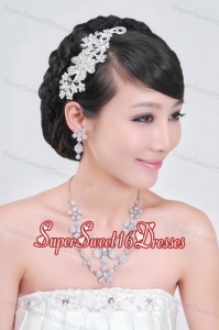 Intensive Flower Jewelry Set Including Necklace And Headpiece