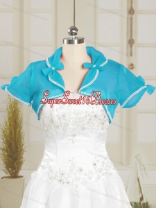 Baby Blue Wedding Party Organza Shawls with Beading