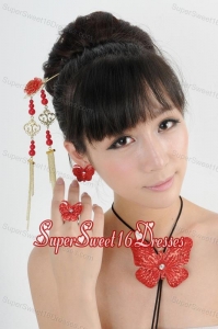 Gorgeous Red Vintage Style Alloy Jewelry Sets