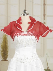 2014 Coral Red Wedding Party Shawls with Beading