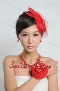 Red Crystals Alloy Plated Necklace And Earrings Jewelry Set