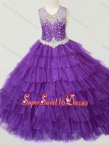 Classical Beaded and Ruffled Layers Mini Quinceanera Dress in Purple