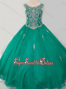 Classical Puffy Skirt Scoop Dark Green Mini Quinceanera Dress with Beading