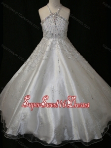 Elegant A Line Beaded Decorated Halter Top and Bodice Mini Quinceanera Dress