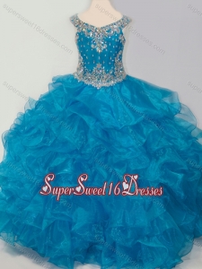 New Style Baby Blue Mini Quinceanera Dress with Beading and Ruffles