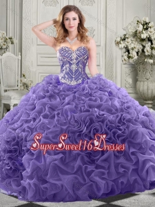 Gorgeous Beaded Bodice and Ruffled 15th Birthday Party Dress with Chapel Train