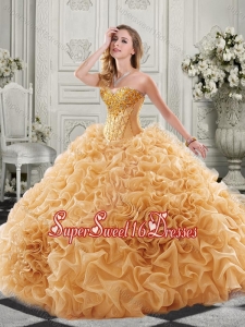 Best Really Puffy Chapel Train Cheap Sweet Sixteen with Ruffles and Colorful Beading
