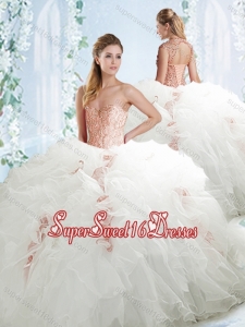 Lovely Beaded and Ruffled White Detachable Quinceanera Skirts in Organza