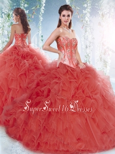 Pretty Brush Train Detachable Quinceanera Skirts with Beading and Ruffles