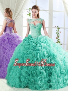 Big Puffy Brush Train Detachable Quinceanera Skirts with Beading and Appliques
