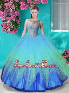 Perfect See Through Beaded Bodice Quinceanera Dress in Gradient Color