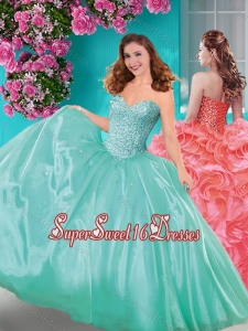 Discount Really Puffy Beaded and Ruffled Quinceanera Dress with Floor Length