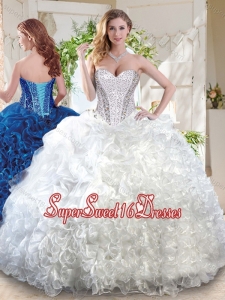 Latest Organza White Quinceanera Dress with Beading and Ruffles