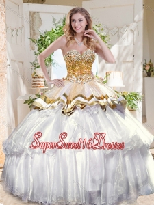 Pretty Big Puffy Sweet 16 Dress with Beading and Ruffles Layers