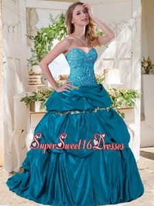 Lovely A Line Brush Train Taffeta Sweet Sixteen Gown with Beading and Bubbles