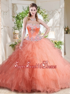 New Arrivals Beaded and Ruffled Big Puffy Sweet Sixteen Dress with Orange