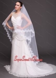 Two-tier Tulle With Lace Appliques Bridal Veil