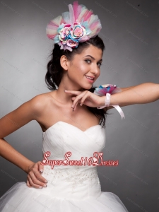 Beautiful Tulle Hand Made Flowers Colorful Headpieces and Wrist Corsage