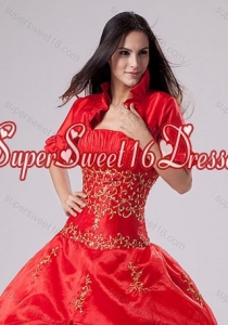 2015 Most Popular Open Front Short Sleeves Quinceanera Jacket in Red