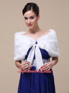 Rabbit Fur Special Occasion / Wedding Shawl In Ivory With Off The Shoulder