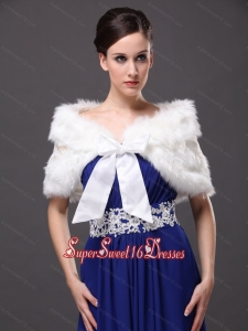 Bowknot V Neck Faux Fur Formal Occasions Wraps / Shawls