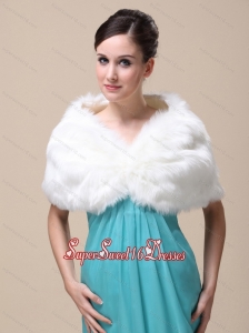 Unique Rabbit Fur Special Occasion / Wedding Shawl In Ivory With V neck