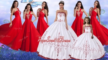 Pretty Wine Red and White Quinceanera Dress and Beautiful Embroidered Mini Quinceanera Dress and Latest Red One Shoulder Long Dama Dresses