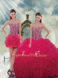Fashionable and Detachable Beading and Ruffles Red Quinceanera Dresses for 2015