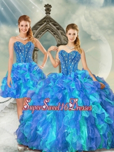 New Style and Detachable Beading and Ruffles Multi color Quinceanera Dresses for 2015