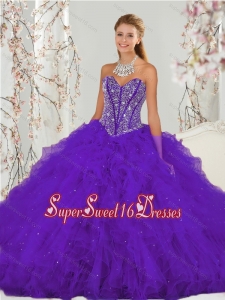Exquisite and Detachable Purple Quinceanera Dress Skirts with Beading and Ruffles