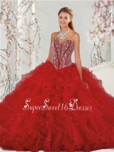 Most Popular Detachable Beading and Ruffles Red Quinceanera Dress Skirts