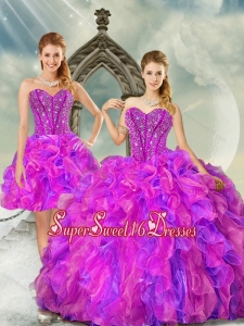 2015 Most Popular and Detachable Sweet 16 Dresses with Beading and Ruffles