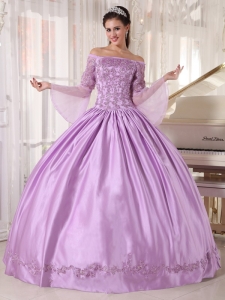 Brand New Lavender Sweet 16 Dress Off The Shoulder Taffeta and Organza Appliques Ball Gown