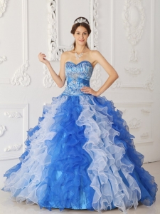 Modern Multi-color Sweet 16 Dress Sweetheart Organza Beading A-Line / Princess