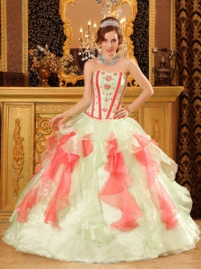 Perfect Multi-Color Sweet 16 Dress Sweetheart Organza Appliques Ball Gown Flowers Appliques Designer