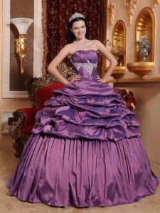 Brand New Purple Sweet 16 Dress Strapless Taffeta Appliques Ball Gown