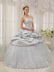 Brand New Silver Sweet 16 Quinceanera Dress Sweetheart Appliques Ball Gown