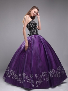 Exclusive Eggplant Purple Sweet 16 Dress Sweetheart Orangza Embroidery Ball Gown