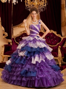 Gorgeous Perfect Sweet 16 Dress One Shoulder Ruffles / Princess